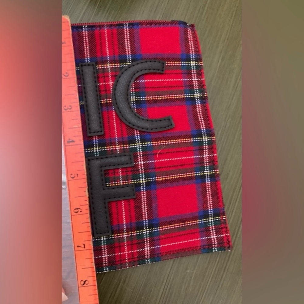 NWT Olivia Miller Red and Black Plaid Pouch - Picture 7 of 8